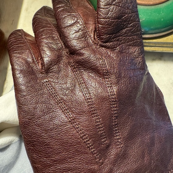 Vintage Christian Dior Brown Leather Driving Gloves, Cashmere Lined, XL - Picture 3 of 10